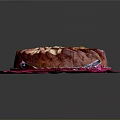 Round Cake Topped With Sliced Pears On Pink Patterned Cloth