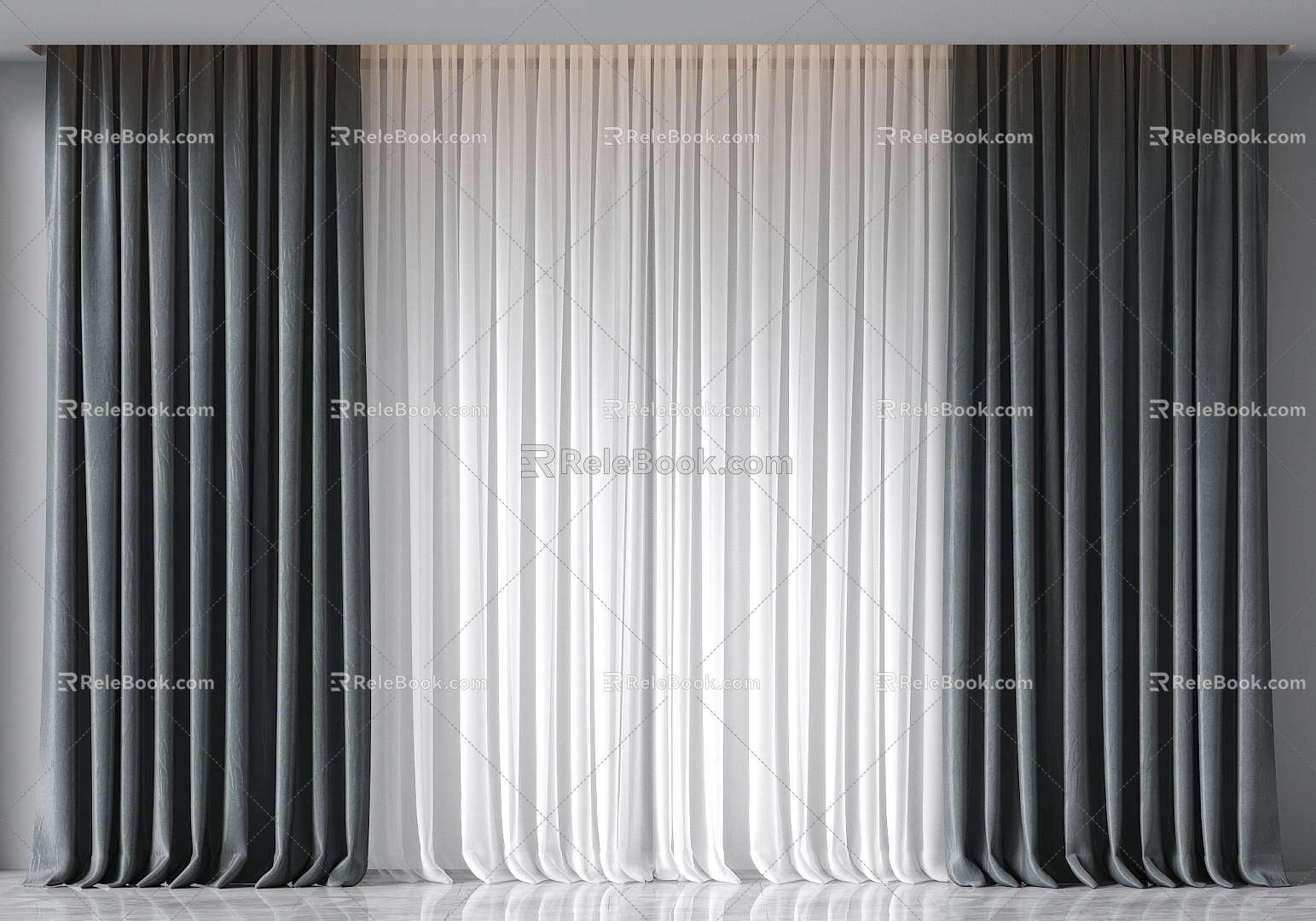 curtain gauze curtain 3d model