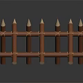 Primitive Handmade Triangular Defensive Structure With Wooden Sticks Ropes And Spikes