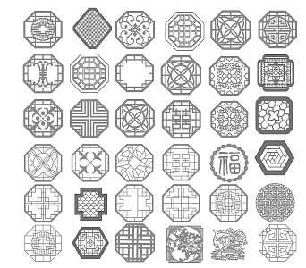New Chinese-style openwork window component hardware 3d model