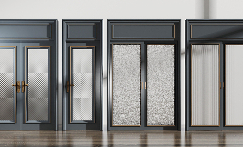 Jianou double-door single-door glass sliding door combination 3d model