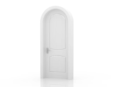 Arched White Single Panel Door Design With Silver Door Handle 3d model