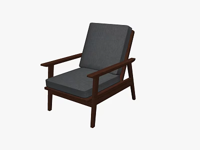 Modern Lounge Chair with Gray Cushion Wooden Armrests Sturdy Legs and Sleek Design 3d model