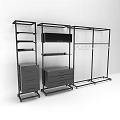 Modern Black Metal Storage Shelving Unit With Open Shelves Drawers And Clothing Rack