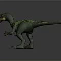 Green Carnivorous Dinosaur Character With Yellow Open Mouth And Spotted Skin