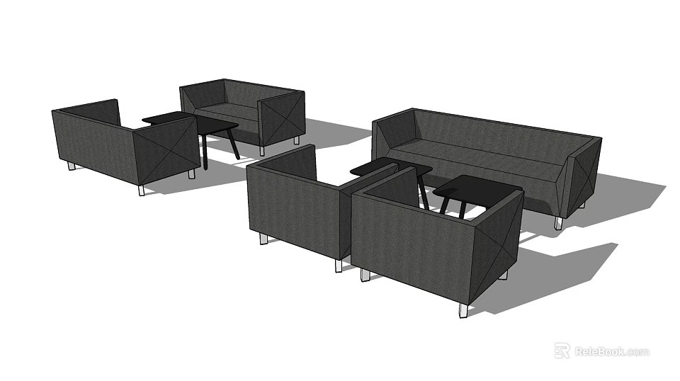 Modern Public Seating With Multiple Chairs And Small Tables In Outdoor Settings 3d model
