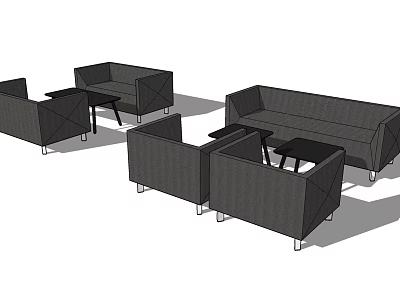 Modern Public Seating With Multiple Chairs And Small Tables In Outdoor Settings 3d model