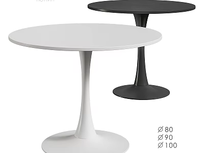 Round White and Black Dining Tables with Tapered Pedestal Base in 80 90 100 Sizes 3d model