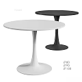Round White and Black Dining Tables with Tapered Pedestal Base in 80 90 100 Sizes