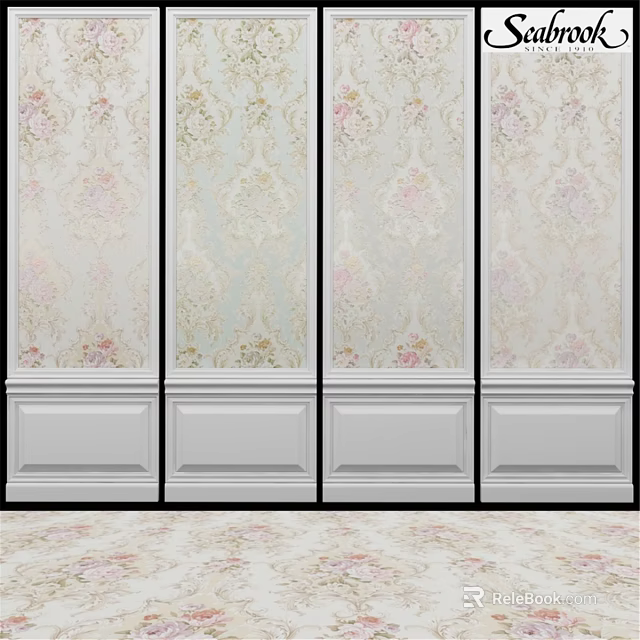 Decorative Interior Wall Panels With Intricate Floral Patterns And White Base 3d model 