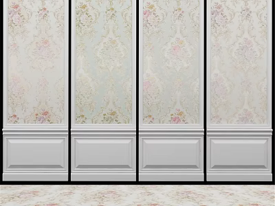 Decorative Interior Wall Panels With Intricate Floral Patterns And White Base 3d model