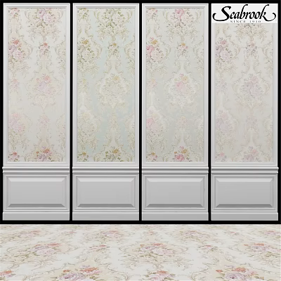 Decorative Interior Wall Panels With Intricate Floral Patterns And White Base 3d model