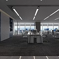 Modern Public Office Space Interior With Open Layout Office Desks Computers And Large Windows