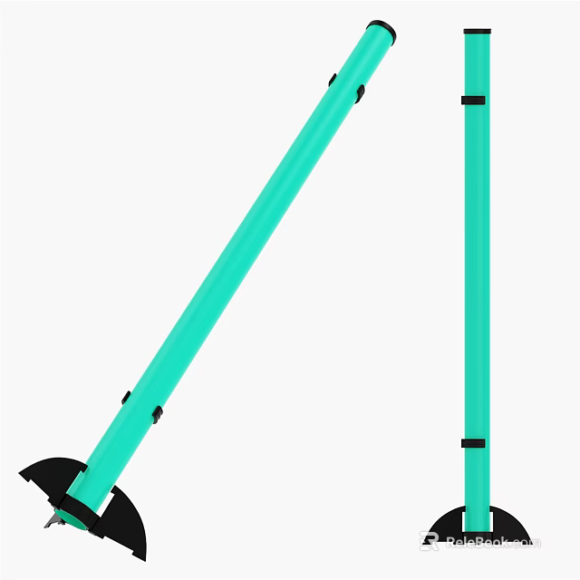 Green Railing With Vertical And Inclined Posts Black Base And Fasteners 3d model