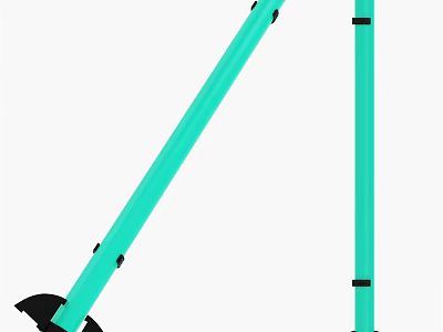 Green Railing With Vertical And Inclined Posts Black Base And Fasteners 3d model