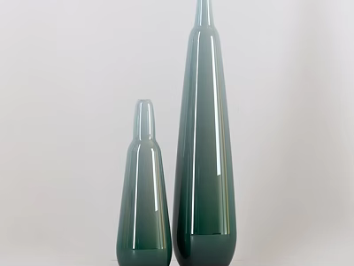 Modern Green Glass Vases In Different Sizes For Home Decor 3d model