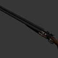 Vintage Decorative Weapon With Engraved Golden Patterns Wooden Stock And Black Barrel