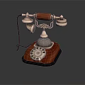 Vintage Telephone With Red Base Gold Receiver And Rotary Dial Classic Design