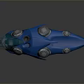 Game Movie Character Sci Fi Spaceship With Blue Red Glowing Circular Parts Streamlined Design