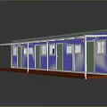 Modular Container Building Row With Green Doors White Walls And Windows 3d model