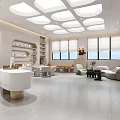 Modern Light Luxury Beauty And Hair Salon Reception Lobby With Elegant Comfortable Warm Waiting Space