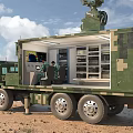 Military Green Camouflage Functional Vehicle With Open Cabin Internal Equipment And Radar Antenna