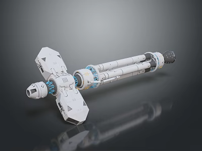 Modular Futuristic Mechanical Device With Cylindrical Modules Connecting Components And White Blue Metallic Brackets 3d model