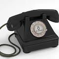Vintage Black Rotary Phone With Classic Dial And Green Cord Retro Telecom Device