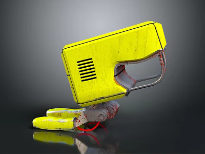 Bright Yellow Decorative Garden Ornament With Unique Design And Small Metal Accents 3d model