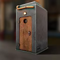Vintage Commercial Drug Storage Equipment With Metal Body Wooden Door And Top Pipes