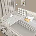 Cozy Children's Bed With Upholstered Headboard Guardrail Cloud Cushion Animal Print Mattress And Pillow