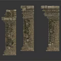 Ancient Weathered Stone Pillars With Intricate Carvings And Architectural Details