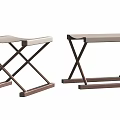 Modern Stools With Crossed Wooden Frame And Light Colored Seat Design