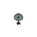 Stained Glass Table Lamp With Colorful Leaf Pattern And Dark Carved Metal Base