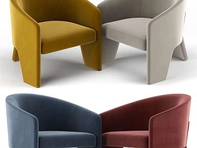 Stylish Single Sofa Options With Yellow Gray Blue And Red Upholstery 3d model