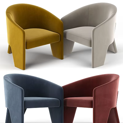 Stylish Single Sofa Options With Yellow Gray Blue And Red Upholstery 3d model