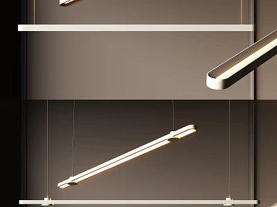 Modern Sleek Linear Pendant Lights With Minimalist Metal Frame For Contemporary Interior 3d model