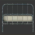 Single Bed with Blue Metal Frame and Light Colored Mattress in Simple Modern Design