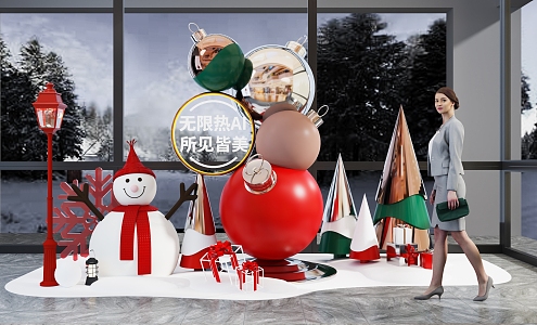 Christmas beauty Chen modern beauty Chen device Christmas photo clock shopping mall device snowman street lamp Christmas device 3d model