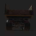 Vintage Olive Green Truck With Open Wooden Cargo Bed And Large Tires