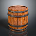 Rustic Wooden Barrel With Metal Hoops And Polished Wooden Surface