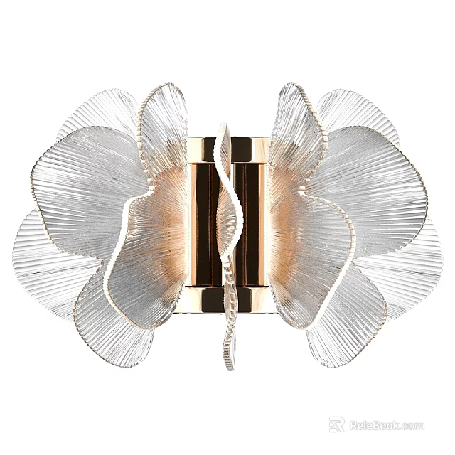 Elegant Modern Petal Shaped Wall Lamp With Glass Shades And Metal Frame 3d model 