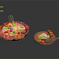 Fresh Pizza Dish in Pan with Red Green Toppings and Wooden Spoon