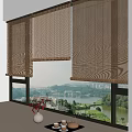Natural Bamboo Roller Blinds For Modern Window With Scenic View And Soft Light