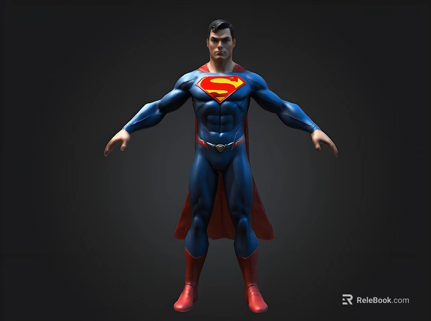 Superman 3D Character Model With Blue Costume Red Cape And S Symbol 3d model 