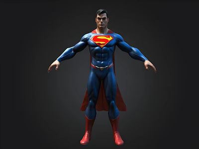 Superman 3D Character Model With Blue Costume Red Cape And S Symbol 3d model