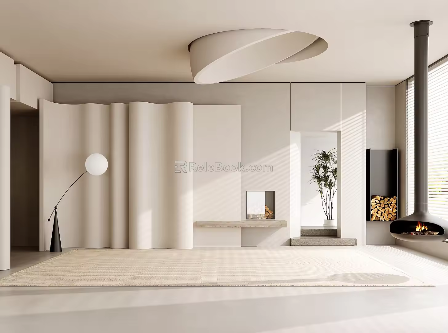 Modern sofa background wall wood veneer background wall hard package background wall 3d model