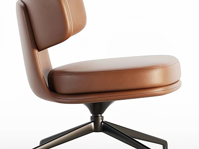Brown Leather Office Chair with Ergonomic Backrest and Swivel Metal Base Comfortable Seat Design 3d model