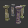 Classical Stone Carved Columns With Intricate Details And Textured Surfaces