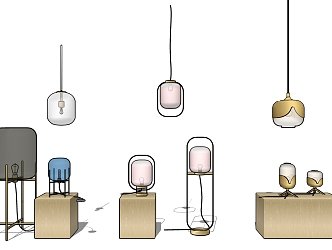 Modern lamp combination table lamp chandelier floor lamp combination 3d model